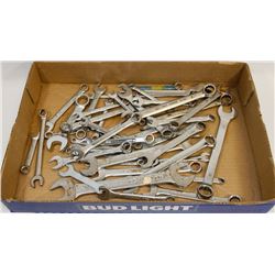FLAT OF VARIOUS SIZE AND TYPE WRENCHES.