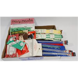 FLAT OF VINTAGE AND ANTIQUE KNITTING ITEMS