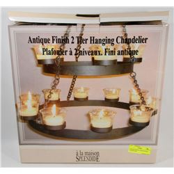 ANTIQUE FINISH 2 TIER HANGING CHANDELIER.
