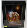 Image 1 : FUTURISTIC WORLD PICTURE IN GLASS FRAME.