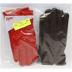 2PK LADIES LEATHER GLOVES MEDIUM.