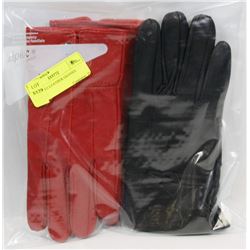 2PK LADIES LEATHER GLOVES MEDIUM.