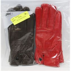 2PK LADIES LEATHER GLOVES MEDIUM.