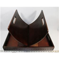 WOOD SERVING TRAY & MAGAZINE RACK.