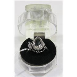 #79-WHITE TOPAZ GEMSTONE RING
