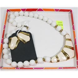WHITE, CREAM AND GOLD COLOUR NECKLACE SET WITH