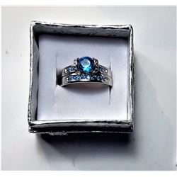 15)  SILVER TONE & AQUAMARINE 2 PCE