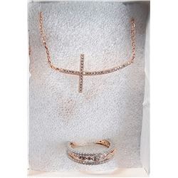 7)  ROSE GOLD COLORED WHITE SAPPHIRE