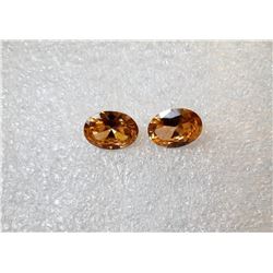 12) LOT OF 2 MATCHED OVAL CHAMPAGNE ZIRCON