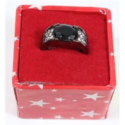 INLAID RED CRYSTAL HORSE EYE RETRO RING.