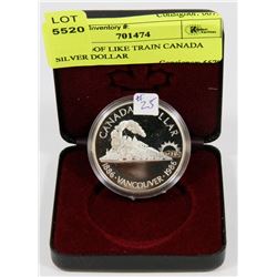 1986 PROOF LIKE TRAIN CANADA SILVER DOLLAR