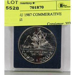 CASED BU 1987 COMMEMORATIVE SILVER $1