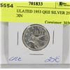 UNCIRCULATED 1953 QEII SILVER 25 CENT COIN