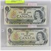 LOT OF 2 CANADA 1973 $1 BILLS, POKER HAND SERIAL