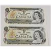 2 CONSECUTIVE SERIAL NUMBERS CANADIAN $1.00