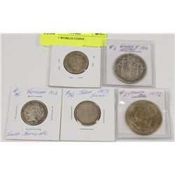 LOT OF 5 WORLD COINS
