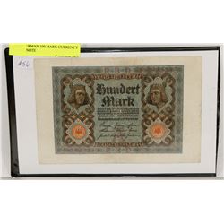 1920 GERMAN 100 MARK CURRENCY BANK NOTE