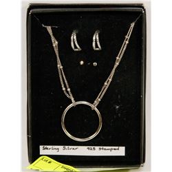 STERLING SILVER .925 STAMPED PENDANT AND 2 PAIR