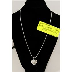 LADIES 3D HEART PENDANT AND NECKLACE SET