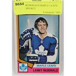 LANNY MCDONALD MAPLE LEAFS ROOKIE HOCKEY