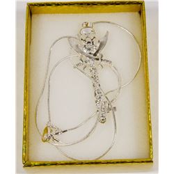 925 SILVER CHAIN WITH STEEL SKULL AND SWORDS PENDA