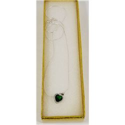 925 SILVER NECKLACE WITH GREEN CRYSTAL PENDANT