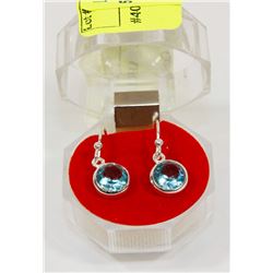 #40-BLUE CZ DANGLING EARRINGS
