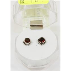 #25-RED GARNET STUD EARRINGS