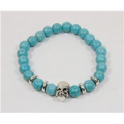 #123-NATURAL GREEN TURQUOISE BEAD BRACELET 8MM