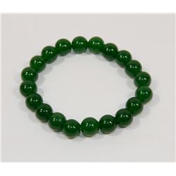 #125-NATURAL GREEN JADE BEAD BRACELET 10MM