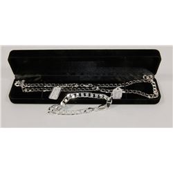 NEW 2PC SILVER PLATED 20" NECKLACE W/ 4" BRACELET.