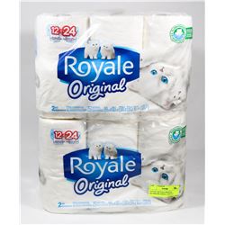 LOT OF 2 ROYALE ORIGINAL BATHROOM TISSUE, 12 ROLLS