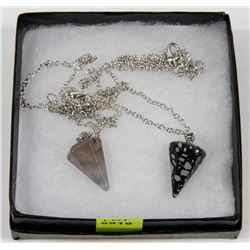 NEW! LOT OF 2 NATURAL GEMSTONE CHARM PENDANTS