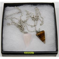 NEW! LOT OF 2 NATURAL GEMSTONE CHARM PENDANTS