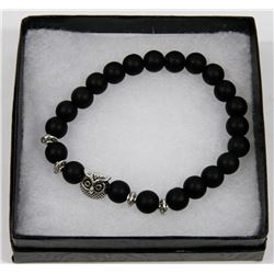 NEW! "OWL" NATURAL LAVA STONE BEADS BRACELET