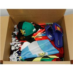 LARGE BOX OF ASSORTED SPORTS ACCESSORIES