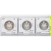 Image 1 : LOT OF 3 CANADIAN 1962 SILVER 50 CENT COINS.