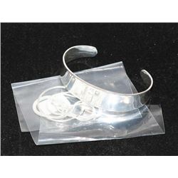 STAMPED .925 SILVER BANGLE WITH NECKLACE.