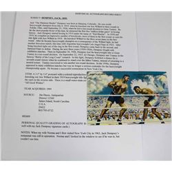 JACK DEMPSEY BOXER AUTOGRAPH 8X10 PICTURE.