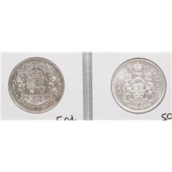 CANADIAN SILVER FIFTY CENT COINS  1949  1966.
