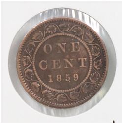 CANADIAN 1859 LARGE ONE CENT COIN.