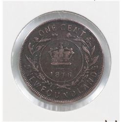 NEWFOUNDLAND 1876 ONE CENT COIN.