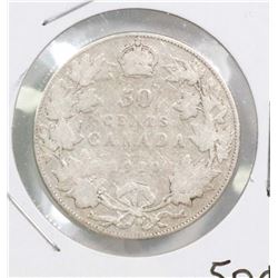 CANADIAN SILVER FIFTY CENT COIN 1910.