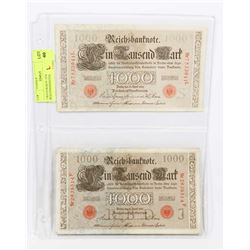 TWO GERMAN 1910 REICHBANKNOTES.