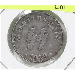 1939 GERMAN NAZI SS 50 PFENNING COIN.