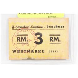 GERMAN NAZI CONCENTRATION CAMP GROSSROSEN 3 MARK