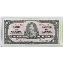 CANADIAN 1937 TEN DOLLAR BILL.