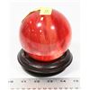 Image 1 : RED OPAQUE QUARTZ SPHERE ON STAND -