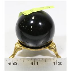 OBSIDIAN BLACK SPHERE ON STAND -