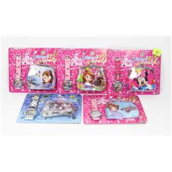 GROUP OF 5 NEW CHILDRENS WATCH AND CHANGE PURSES